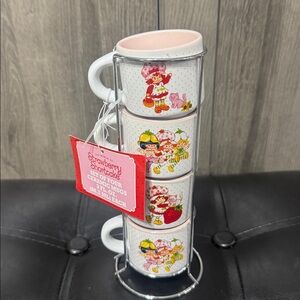 New Strawberry Shortcake & Friends Stacked Ceramic Set Of 4 Espresso Mug Tower